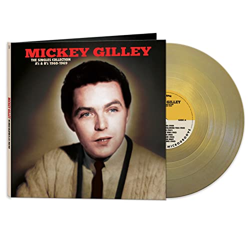 Mickey Gilley vinyl record album cover and gold-colored record disc.