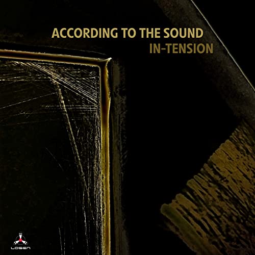 CD cover for “According To The Sound - In-Tension” with abstract gold lines.