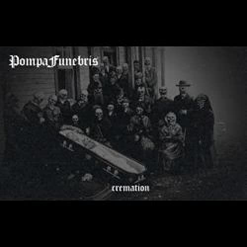 Black and white photo of a funeral procession with a coffin.