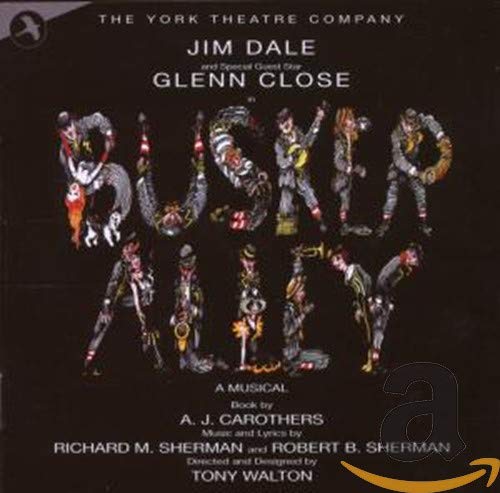 CD cover for “Busker Alley” musical, featuring silhouetted performers.