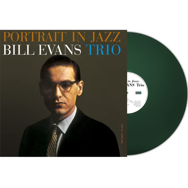 Portrait in Jazz" vinyl record with Bill Evans’ portrait on the cover.