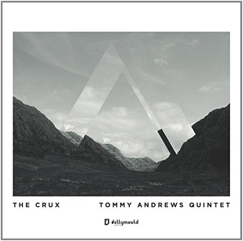 Black and white CD cover with mountains, geometric shapes, and text.