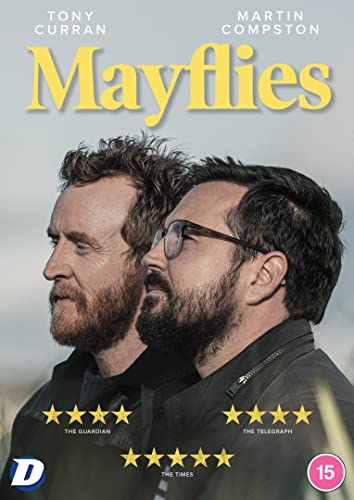DVD cover for "Mayflies" featuring two bearded men in profile.