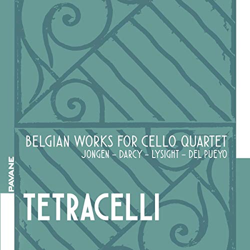 A green music CD cover with white text and decorative cello-inspired design.