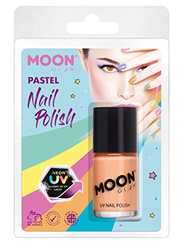 Smiffys Moon Glow Pastel Neon UV Nail Polish, Orange