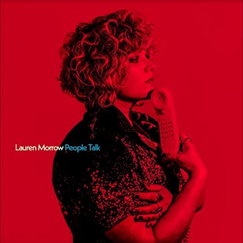 Lauren Morrow album cover: woman with phone, red background.