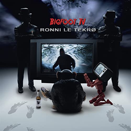 CD cover for Ronni Le Tekro’s “Bigfoot TV” featuring figures and a TV.