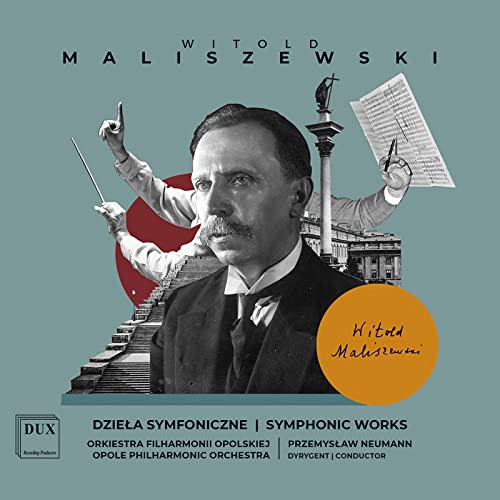 CD cover featuring a portrait of composer Witold Maliszewski and architectural elements.