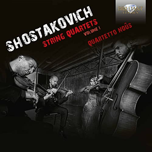 CD cover featuring a black and white photo of a string quartet playing.
