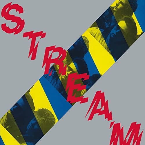 CD cover for “Stream” with bold red text and fragmented portraits.