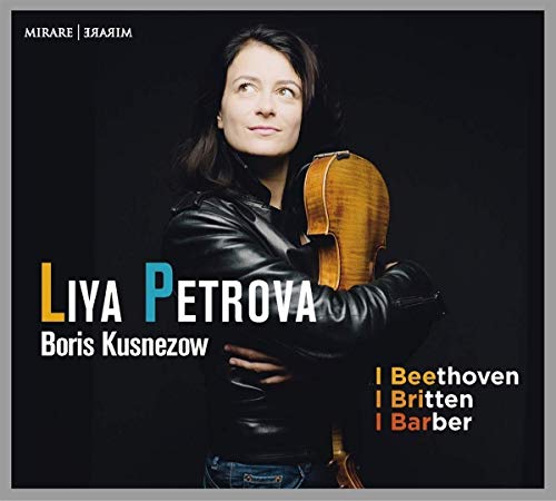 CD cover featuring violinist Liya Petrova holding her instrument.