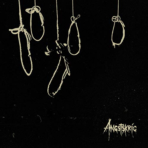 "Four nooses hang against a black background with the text 'Angstskríg' at the bottom."
