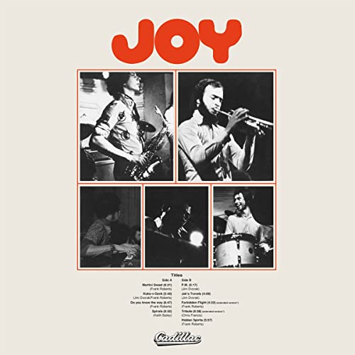 Album cover for "Joy" featuring four black and white photos of musicians.