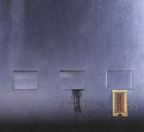 Dark blue CD case with three cutouts and a torn ticket attached.
