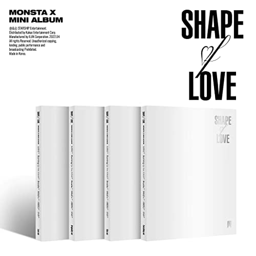 Monsta X “Shape of Love” mini album, white packaging with black text.