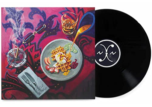 Vinyl record with album art depicting breakfast food and drinks.