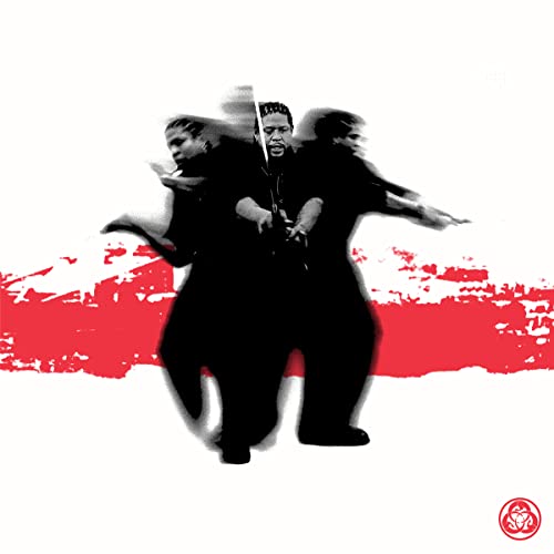 Rza album cover with blurred figures and red brushstroke design.