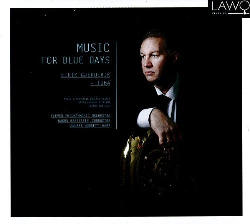 CD cover featuring a man holding a tuba against a black background.