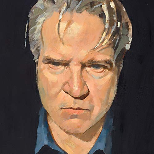 The image depicts a vinyl record cover featuring a portrait of Lloyd Cole. Alt text: "Vinyl record cover with a portrait of Lloyd Cole against a black background."