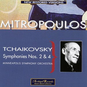CD cover for Mitropoulos conducting Tchaikovsky symphonies, with conductor’s portrait.