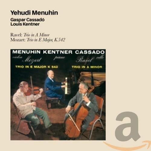 "CD cover with three musicians playing instruments, against a beige background."