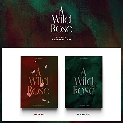 Ryeowook’s “A Wild Rose” CD album covers in red and dark green.