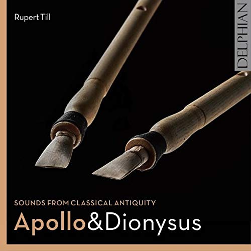 Aulos instruments on a black background with "Apollo & Dionysus" text.