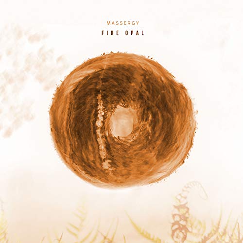 "Album cover featuring a brown, swirling sphere on a beige background with text."