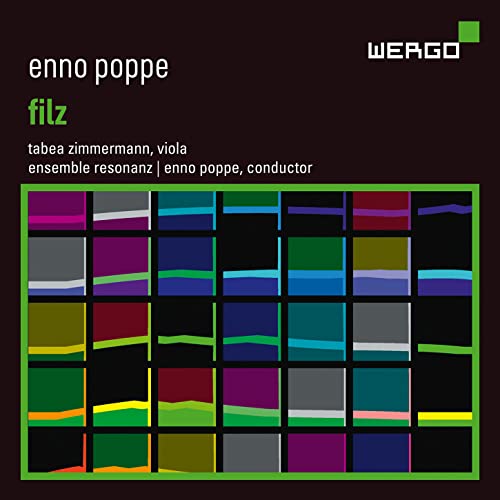 CD cover for Enno Poppe’s “Filz” featuring abstract colorful blocks.