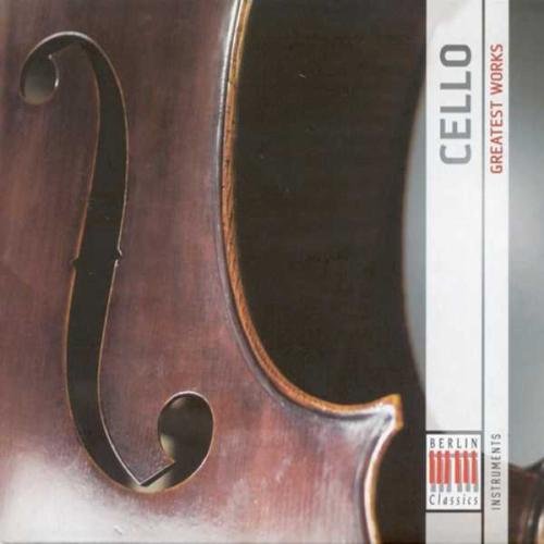 Cello album cover featuring a close-up of a cello's body with a white banner.