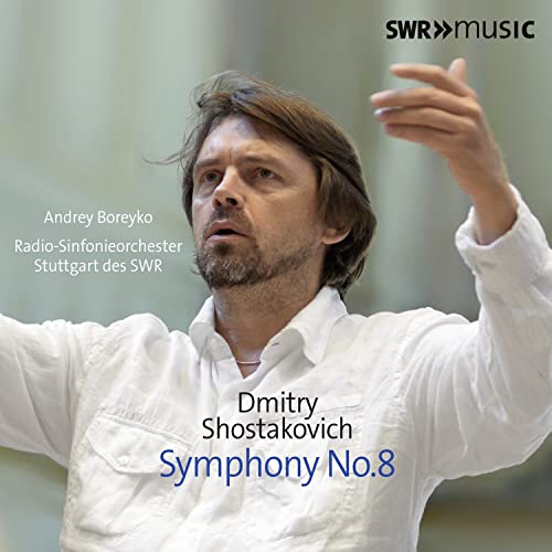 Conductor Andrey Boreyko in a white shirt, with album text overlay.