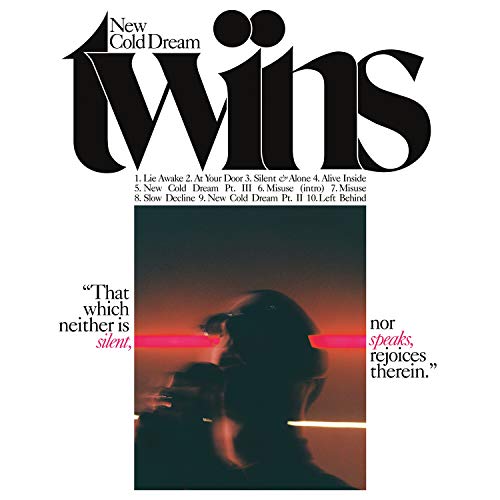 "Album cover with a silhouette of a person and red light beam."