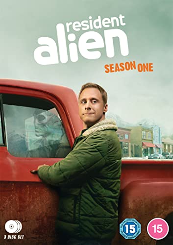 DVD cover art for Resident Alien Season One featuring a man beside a red truck.