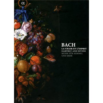 "CD cover featuring a still life of fruit and flowers on a dark background."