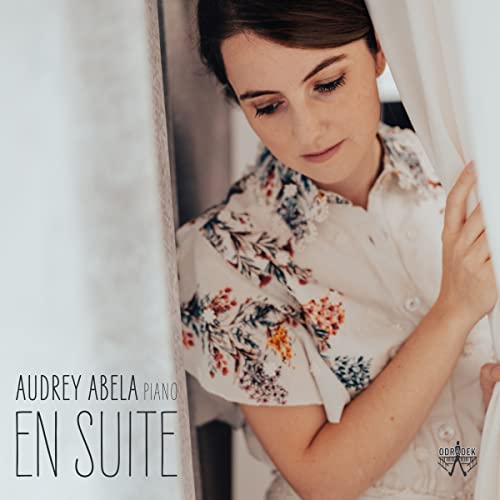 Woman in floral shirt, album cover for Audrey Abela’s “En Suite.”