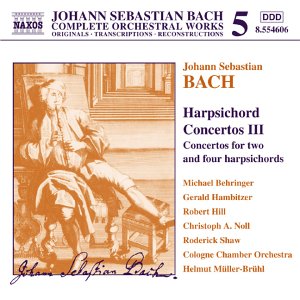 CD cover for Bach's Harpsichord Concertos, Vol. 3, featuring a portrait.