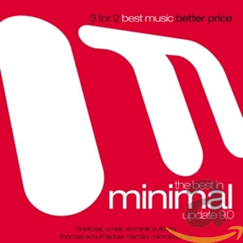 Red CD cover with white abstract shapes and “minimal” text.