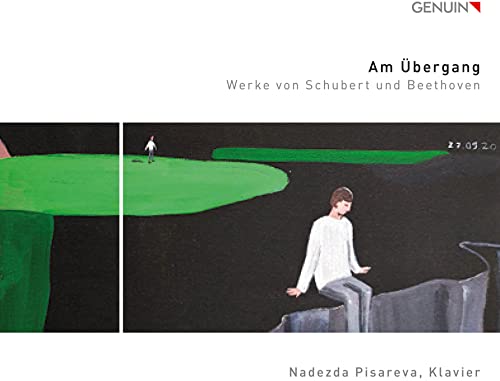 CD cover with abstract painting of figures in green landscapes.