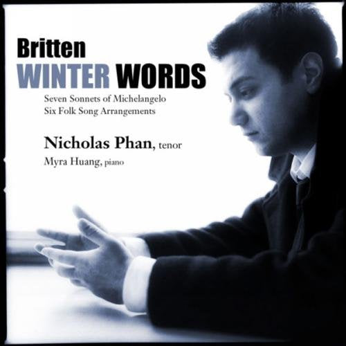 CD cover with a man playing piano, titled "Britten Winter Words".