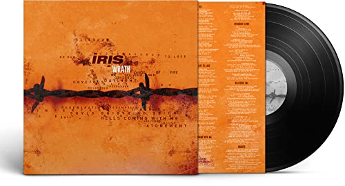 “Iris - Wrath” vinyl record with orange cover and barbed wire image.