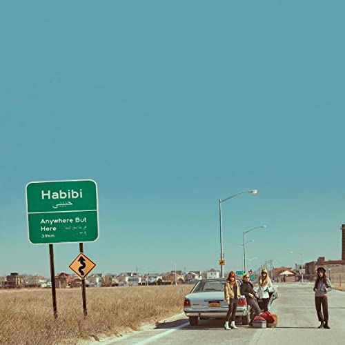 CD cover: roadside scene with a green sign reading "Anywhere But Here.