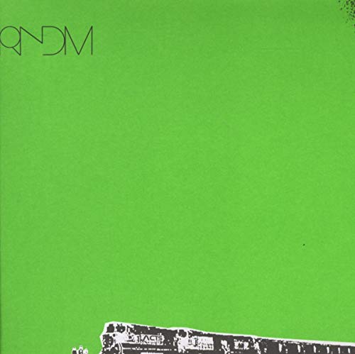 Bright green CD cover with black "RNDM" text and abstract imagery.