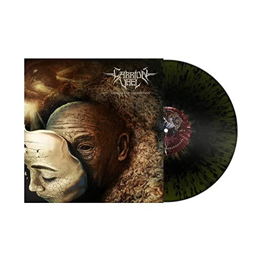 Carrion Vael" vinyl record with grotesque face and green swirl pattern.