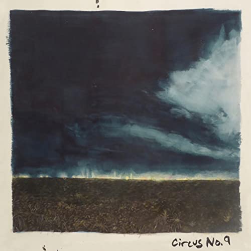 Dark, abstract painting of clouds and a field with "Circus No.9" text.
