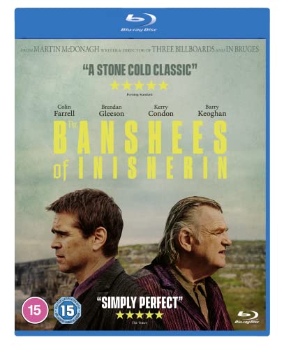 Blu-ray cover for "The Banshees Of Inisherin" featuring Farrell and Gleeson.