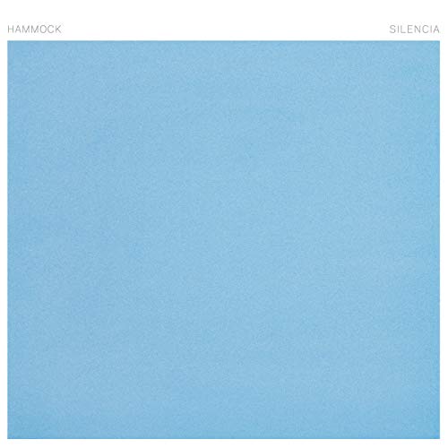 Blue textured CD cover for Hammock’s album “Silencia” with text.