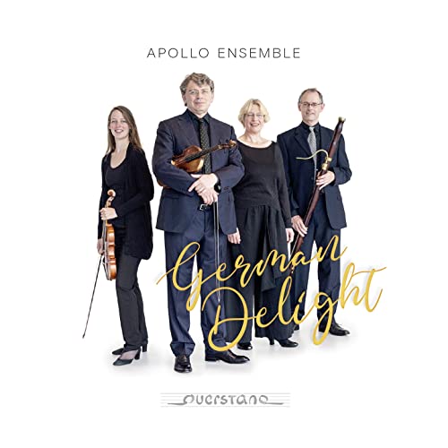 Apollo Ensemble quartet with instruments, album cover for "German Delight.