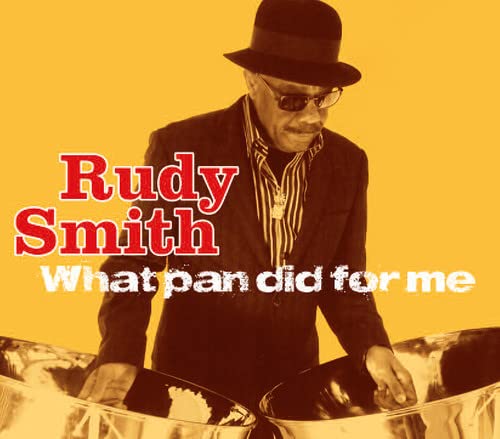 Rudy Smith album cover featuring a man with a steelpan, sepia tone.