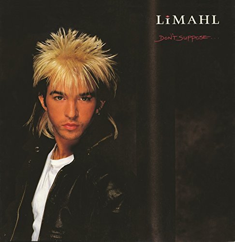 "Album cover featuring Limahl with spiky blonde hair, wearing a black leather jacket."