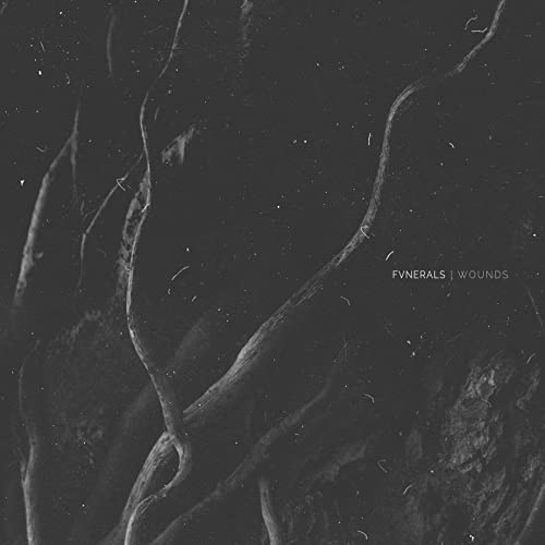 Dark album cover with tangled branches and the text "FVNERALS | WOUNDS".